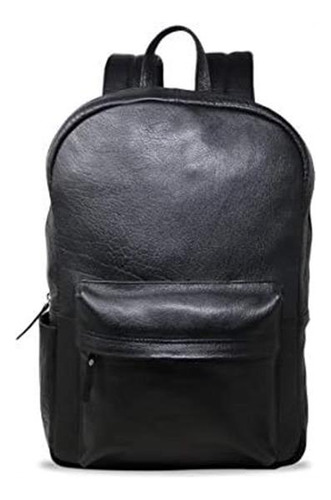 18 Mochila Para Computadora Portátil De Cuero Genuino Negro