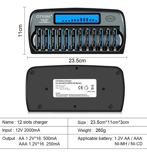 Paquete De 12 Pilas Recargables Aa 3000 Mah Ni-mh De12 Bahía