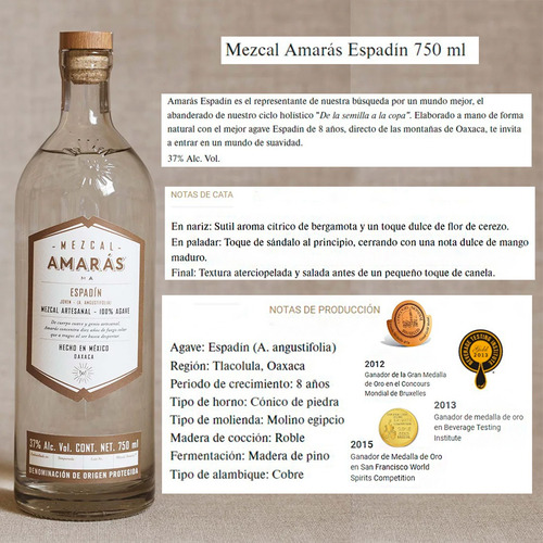 Mezcal Amaras Espadín Reposado 750 Ml - Mezcal Oaxaca