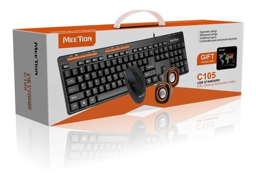 Teclado Mouse Y Parlante C105 Combo 3 En 1 Gamer Meetion Ub