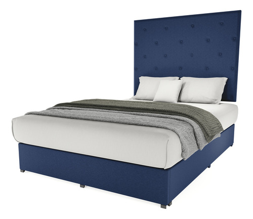 Cama clásica Cima Toscana individual color azul fabricada en lino
