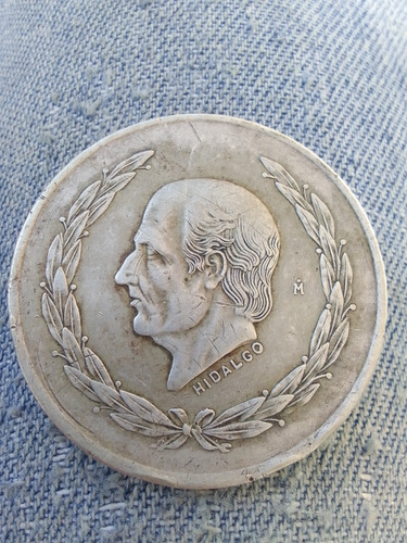 Cinco Pesos Hidalgo,año 1953,plata Ley 0.720.