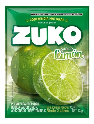 Bebida En Polvo Zuko Sabor Limón 13 G