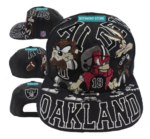 Gorra Looney Tunes, Oakland Raiders, Taz, Sam, Coyote, Nfl.