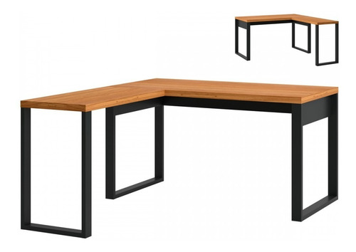 Mesa Escrivaninha Industrial 100% Mdf Freijó/preto Fosco