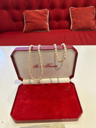 Collar Perlas Naturales Barrocas Broche De Oro 14kts 62 Cm Blanco (Usado)