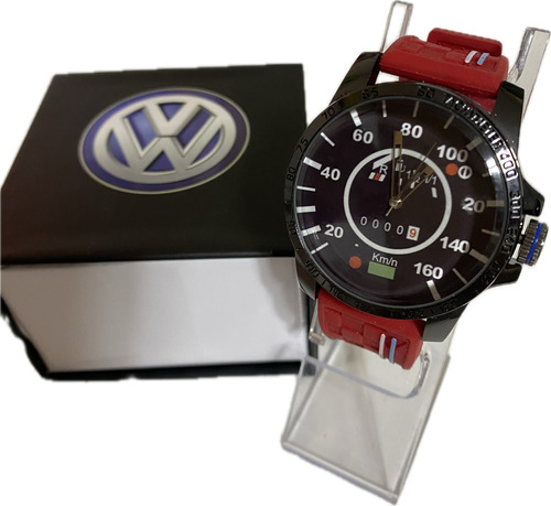 Reloj Analogo Velocimetro Vw Silicon Negro Ref Estuche 