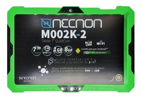 Tablet  Necnon M002K-2 Android 8.1 7" 8GB verde y 1GB de memoria RAM