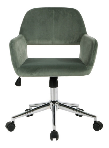 Silla Oficina Ross Tercipelo Cromada Verde Cactus