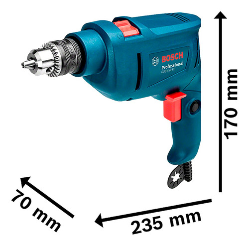 Kit Furadeira Impacto Bosch Gsb450re Com 5 Brocas Cyl-1 220v
