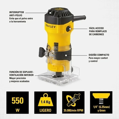 Fresadora Router Rebordeadora Stanley St55 550w