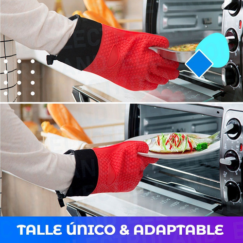 Imagen 4 de 10 de Manopla Guante Agarradera Para Horno De Silicona Temperatura
