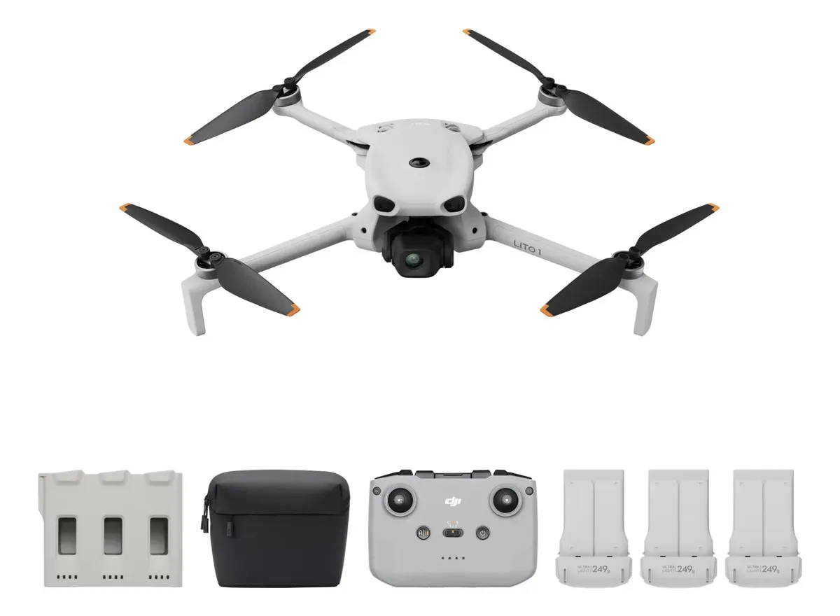 DJI Lito 1 Fly More Combo com Controle DJI RC-N3, Drone com câmera 4K para iniciantes, detecção de obstáculos, ActiveTrack, vídeo 4K, transmissão de vídeo de 15 km, 3 baterias - DJI080