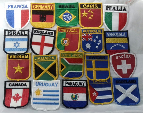 Parche X 6 Unidades. Bordado Escudo Países 6cm. No Sublimado