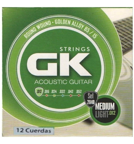 Gk 2040/12 Encordado Guitarra Acústica 12 Cuerdas Medium Li.