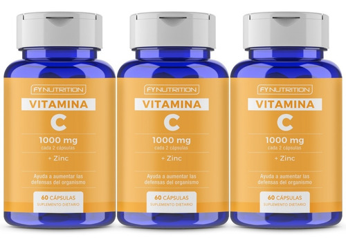Vitamina C 1000mg + Zinc - Fynutrition - Antioxidante - X3