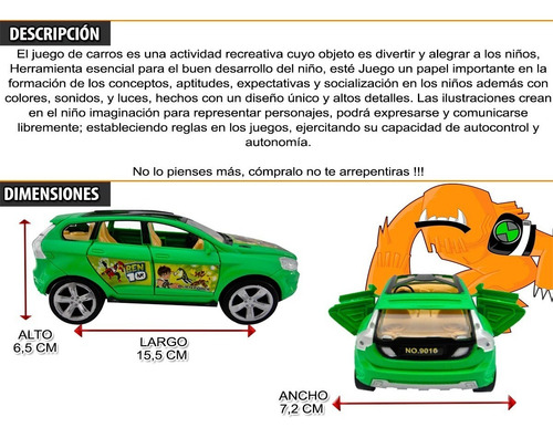 Carro Realistico Ben10 Calidad Multidirecc Sonidos Diversion