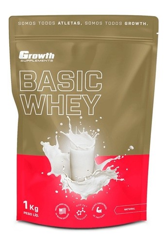 Suplemento em pó Growth Supplements  Basic Whey proteínas Basic Whey sabor  natural em sachê de 1kg
