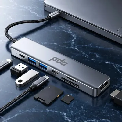 Adaptador Hub Usb com 7 Portas Usb 3.0 E 2.0 HDMI Cabo Tipo C Thunderbolt Dock Station Dex Macbook Air M1 M2 iPad Type C Tablet Computador Pc Notebook Extensor PDO