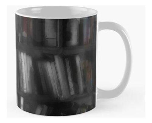 Taza Estantes De Libros En Blanco Y Negro Calidad Premium