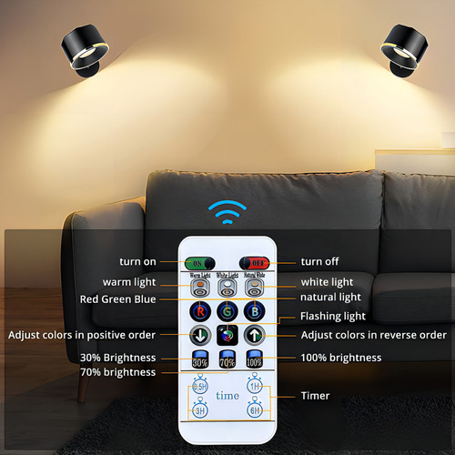 Juego De 2 Luces De Pared Aplique De Pared Led Recargable C