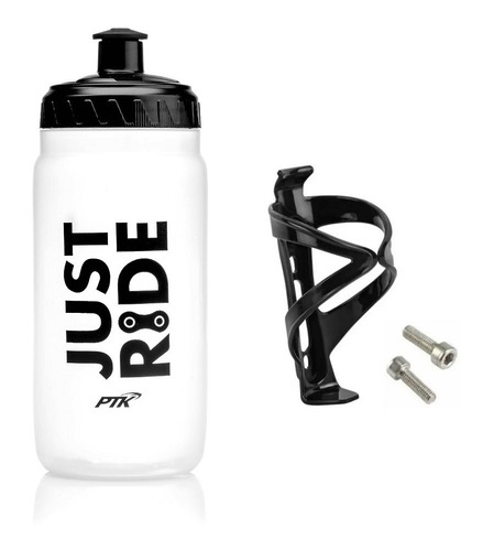 Garrafa Caramanhola Bike 560ml Just Ride Natural + Suporte