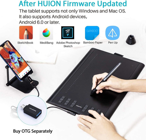 Tablet Gráfica Dibujo Huion Inspiroy H1060p C/ Lápiz Óptico