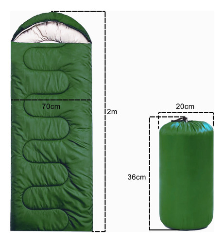 Saco De Dormir Colchonete Camping Pesca Impermeável C/ Bolsa Cor Verde