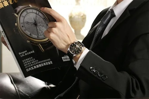 Nuevo Elegante Reloj Piel Mecánico Skeleton Hombre Inoxidabl