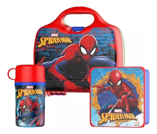 Set Spiderman Marvel Lunchera  Caja Sandwich  Cantimplora