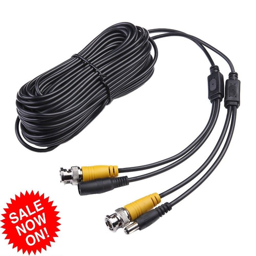 50 Pies Cámara Video Power Cable Rca Bnc Cctv Dvr Vigilancia