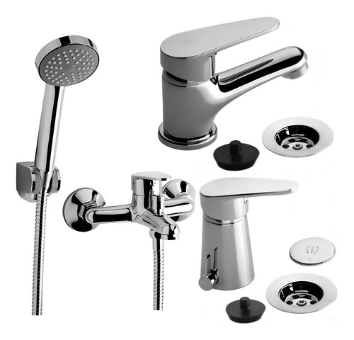 Imagen 1 de 7 de Juego Grifería Baño Completo Fv Compacto Ducha Exterior Cr