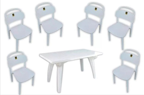 Combo 6 Silla Canada 1 Mesa Rectangular Mascardi Blanco