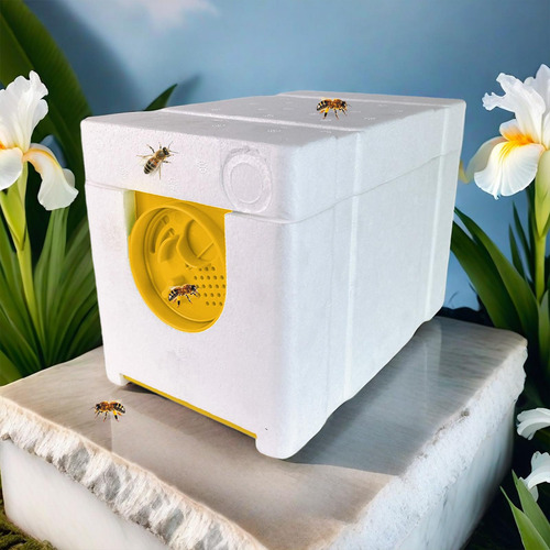 Caixa De Reprodução De Abelha Rainha Mini Porta Amarela