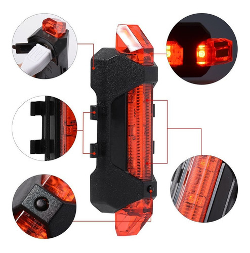 Luz Led Trasera Recargable Bicicleta Ciclismo Foco Lampara