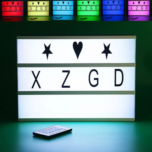 Imagen 2 de 10 de Cartel Luminoso Led Control Remoto Letras Emoji Lightbox Usb