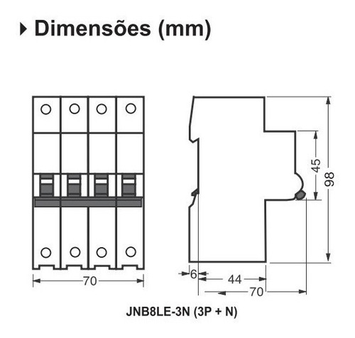 Disjuntor Diferencial Residual Ddr 30ma 40a Jnb8le-3n-c40