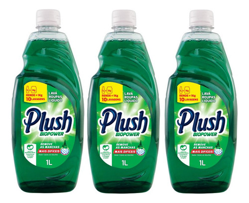 3lava Roupa Sabão Liquido Limpeza Profunda Plush Biopower 1l
