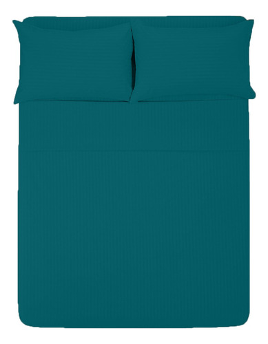 Sábana Queen Size 1800 Hilos, Microfibra Grabada Ultra Suave Color Azul Petróleo Diseño De La Tela Color