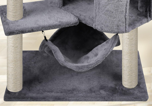 Árbol Para Gatos Con Condominio Y Hamaca Grande Gris Gris