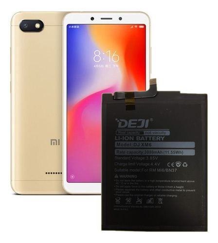 Bateria Para Xiaomi Redmi 6 / 6a De 3000mah Bn37 Marca Deji