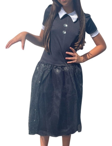 Vestido Fantásia Wandinha Addams Infantil 