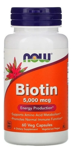 Now Foods Biotina 60 Vegcaps 5000mcg Sfn Sabor Sin sabor