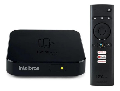 Smart Box Tv Intelbras Izy Play 2da geração Android Quadcore Full Hd Usb Cor Preto Tipo de controle remoto De voz