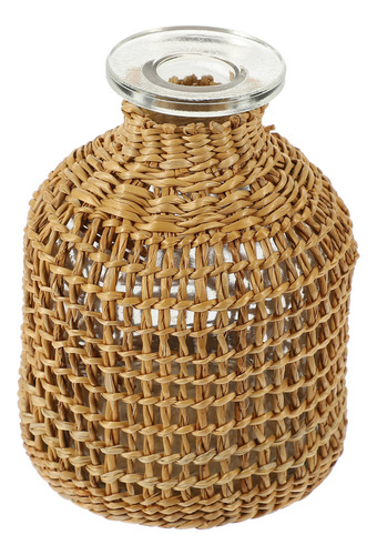Jarrón De Mimbre Terrarium Gra, Jarrón De Vidrio De Ratán