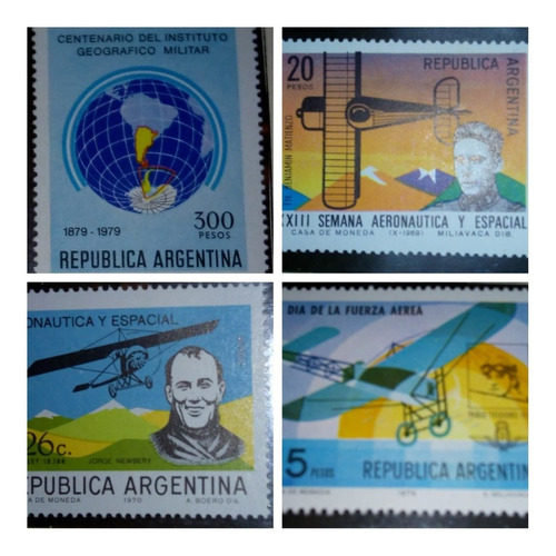 Set 4 Estampillas Argentinas  Aeronáutica Y Fuerza Aérea