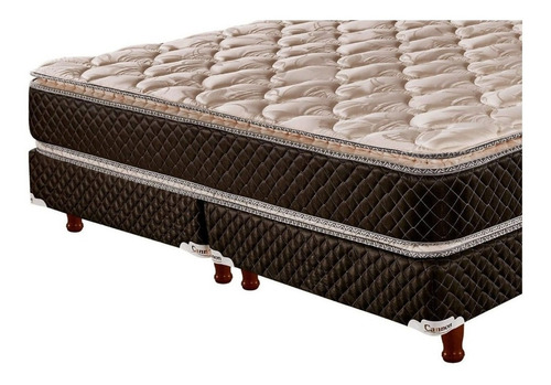Imagen 2 de 3 de Sommier Cannon Espuma Exclusive Pillow Top King de 200cmx180cm marrón y beige con base dividida