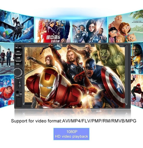 Imagen 2 de 10 de Auto Estéreo 7018b 2 Din Pantalla Táctil Mp5 Hd 1080p
