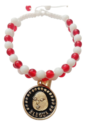 Shango Pulsera De Cristales Con Dije De Elegua Chapa De Oro