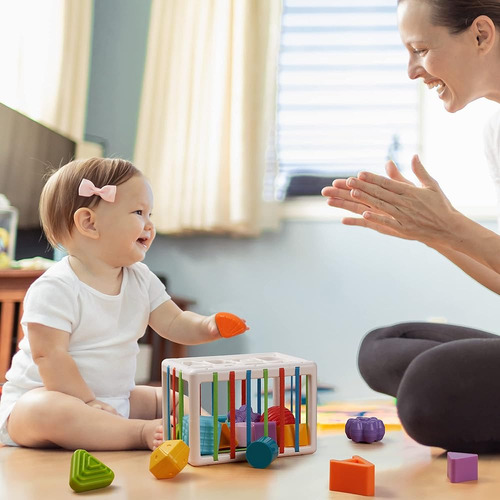 Likee Sensory Toys Shape Sorter Baby Blocks Colorful Texture